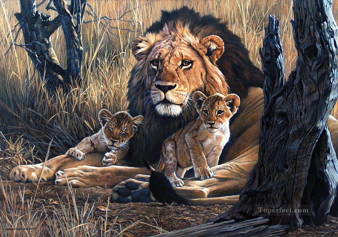 Löwe und Junge Ölgemälde